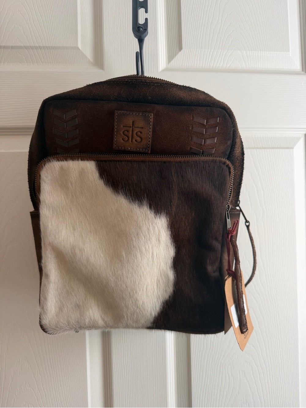 STS Ranchwear Brown and White Hair-On Leather Backpack
